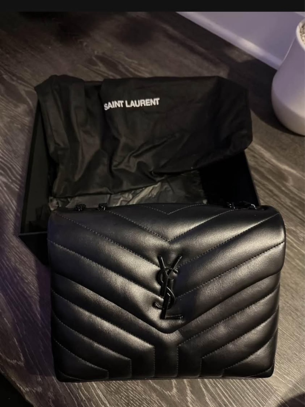 Saint Laurent Black Quilted Leather Shoulder Bag Small Loulou